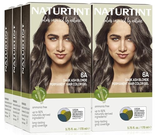 Naturtint 6A Dark Ash Blonde Permanent Hair Color (Pack of 6), Ammonia Free, Vegan, Cruelty Free, up to 100% Gray Coverage, Long Lasting Results (Packaging may vary)
