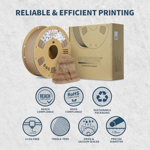 OVERTURE Rock PLA Filament 1.75mm, Marble PLA 3D Printer Filament 1kg Spool (2.2lbs), Dimensional Accuracy +/- 0.02 mm, Fit Most FDM Printer (Sedimentary Rock)