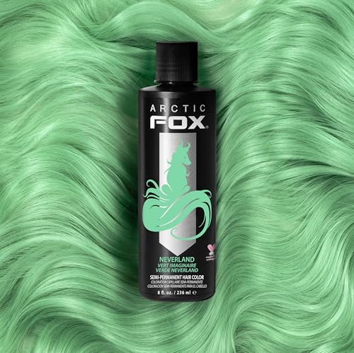 Arctic Fox Semi-Permanent Hair Dye, Vegan & Cruelty-Free, Pastel Mint Green, Conditioning, Ammonia-Free, Peroxide-Free, Neverland, 8 Fl Oz (Pack of 2)