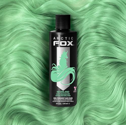 Arctic Fox Semi-Permanent Hair Dye, Vegan & Cruelty-Free, Pastel Mint Green, Conditioning, Ammonia-Free, Peroxide-Free, Neverland, 8 Fl Oz (Pack of 2)