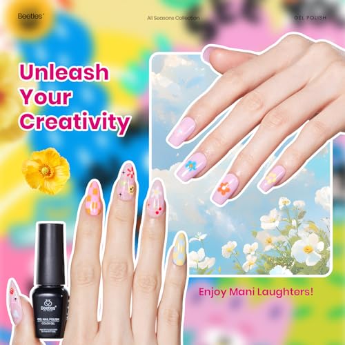 Beetles Gel Nail Polish Set, 25 Colors Bright Gel Polish Kit 32 PCS Nude White Black Pink Blue Green Yellow Colors with Base Glossy Matte Top Coat Gifts for Women Doodle Dreams