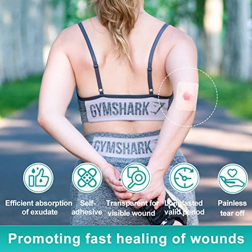 Dimora Hydrocolloid Wound Dressing, 10 Pack Ultra Thin 4" x 4" Large Patch Bandages with Self-Adhesive, Fast Healing for Bedsore, Burn, Blister, Acne Care, Sterile and Waterproof