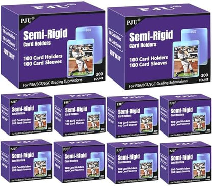 1000ct Semi Rigid Card Holders & 1000ct Card Sleeves for PSA, SGC, BGS, CSG Graded Card Submissions, Semi Rigid Card Sleeves, Baseball Card Protectors, PSA Graded Card Sleeve for Trading Card
