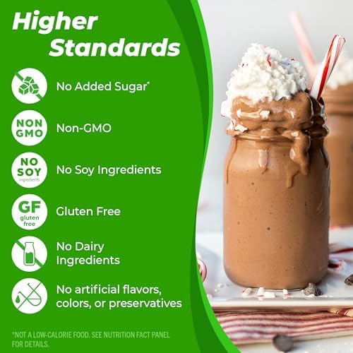 Orgain Organic Vegan Protein Powder, Peppermint Hot Cocoa Holiday Flavor - 21g of Plant Protein, 5g Prebiotic Fiber, No Lactose Ingredients, No Added Sugar, Non-GMO, For Shakes & Smoothies, 1.02 lb