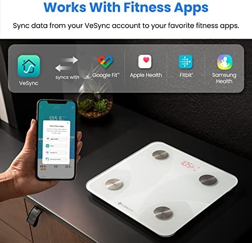 Etekcity Scale for Body Weight, Smart Digital Bathroom Weighing Scales with Body Fat and Water Weight for People, Bluetooth BMI Electronic Body Analyzer Machine, 400lb