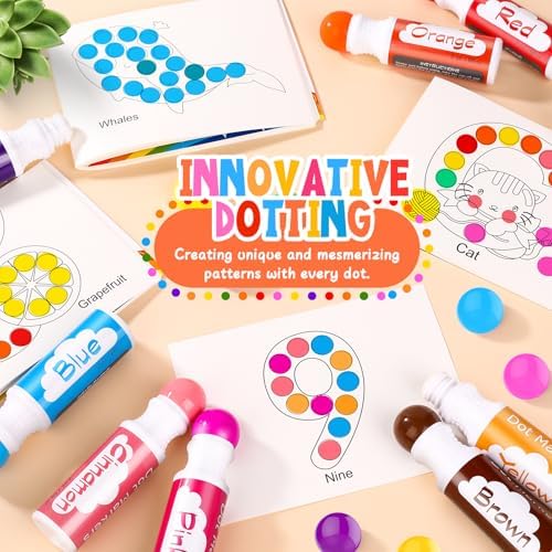 Dot Markers for Toddlers Kids Preschool, Bingo Daubers Washable Art Markers 8 Colors, Toddlers Arts and Crafts, Kids Art Supplies Dot Paint Craft Kit, Toddler Painting Supplies Drawing, 2PACK