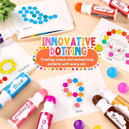 Dot Markers for Toddlers Kids Preschool, Bingo Daubers Washable Art Markers 8 Colors, Toddlers Arts and Crafts, Kids Art Supplies Dot Paint Craft Kit, Toddler Painting Supplies Drawing, 2PACK