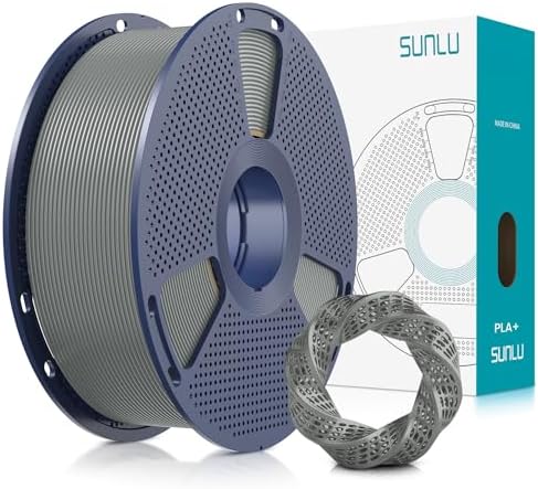 SUNLU PLA Plus Filament 1.75mm Grey 1KG, Neatly Wound 3D Printer Filament 1.75mm, PLA+ 1000g, Dimensional Accuracy +/- 0.02 mm, Fit Most FDM 3D Printers, 1kg Spool (2.2lbs), Grey