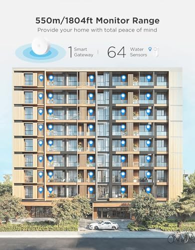 GoveeLife Upgraded Smart Water Leak Detector 1s with 1804ft Ultra-Long Range, WiFi Water Sensor with SMS/Email/APP Push and Sound Alarm,5-Year Battery Life, 3 Pack, Suit for Home, Basement, Kitchen