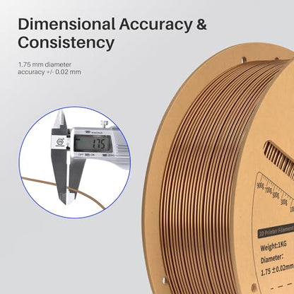 ELEGOO Metal PLA Filament 1.75mm Bronze 1KG, Metallic Shiny 3D Printer Filament with Actual Metal Filled, 1kg Spool(2.2lbs) Fits for Most FDM 3D Printers