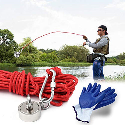 DIYMAG Strong Double Side Neodymium Fishing Magnets,550 lbs(249 KG) Pulling Force Rare Earth Magnet with 20m (65 Foot) Durable Rope and Protective Gloves,for Retrieving in River and Magnetic Fish