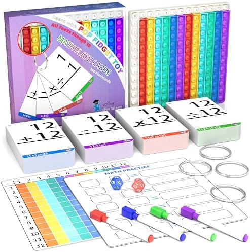 Math Games for Kids - Flash Cards for Kids - Pop it Practice with Addition, Subtraction, Multiplication & Division - Ideal for Math Learning and Skill Building.