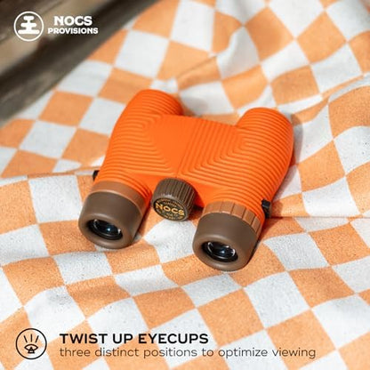 Nocs Provisions Standard Issue 8x25 Waterproof Binoculars, 8X Magnification, Bak4 Prism, Wide View Multi-Coated Lenses for Bird Watching, Hiking & Backpacking - Poppy Orange II