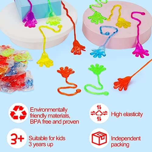 200PCS Glitter Sticky Hand Party Favors for Kids Birthday Supplies Goodie Bag Stuffers Classroom Treasure Box Carnival Prizes Bulk Goody Treat Gift Trinkets Stuff Pinata Fillers Mini Stretchy Toys