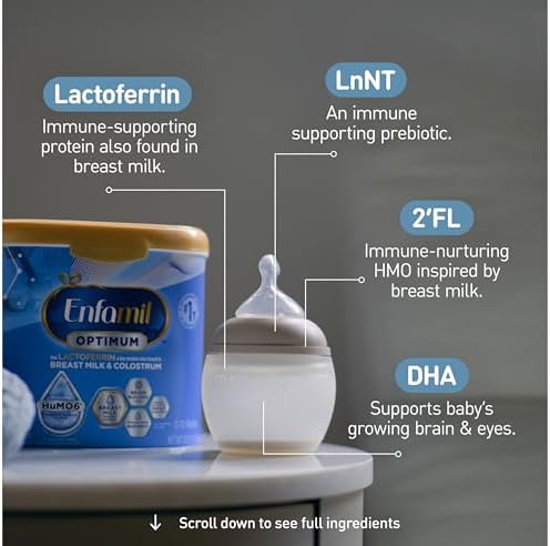Enfamil Optimum Baby Formula, Our Closest Formula to Breast Milk, Immune-Supporting Lactoferrin also found in Breast Milk, Brain-Building DHA, 20.5 Oz