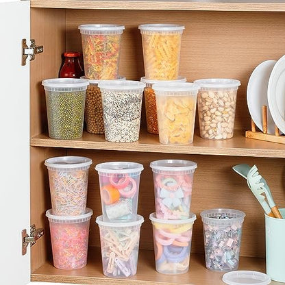 AOZITA 40 Sets 32 oz Plastic Deli Food Containers With Lids, Airtight Food Storage Containers, Freezer/Dishwasher/Microwave Safe, Soup Containers For Takeout Meal Prep Storage