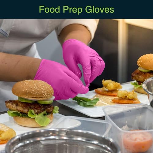 FifthPulse Fuchsia Hot Pink Nitrile Disposable Gloves - 3 Mil Nitrile - Powder and Latex Free - Surgical Medical Exam Gloves