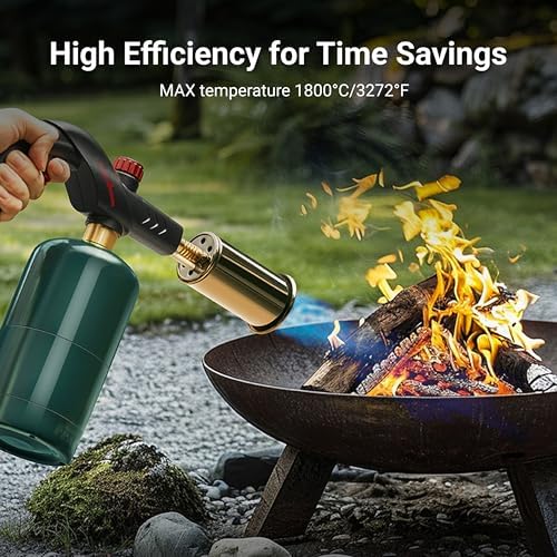 Powerful Propane Torch, Kitchen Cooking Torch, Culinary Torch Lighter, Adjustable Blow Torch for Sous Vide Searing Steak, BBQ, Grill, Campfire Charcoal Starter (Propane Tank Not Included)