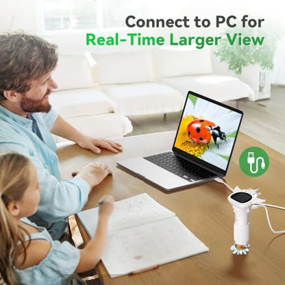HP40 IPS Microscope for Kids: [Easy and Fun] 2" Portable Handheld Kids Microscope Miniscope, Pocket Mini Scope Educational Science Kit, Christmas Birthday Gifts for Kids, PC View, White