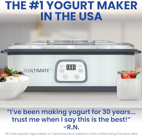 Ultimate Probiotic Yogurt Maker with Adjustable Temperature & Time Control - Make Trillions of Live Probiotics & Get Better Gut Health - ULTIMATE LIFETIME WARRANTY - Wellness Gifts for Men & Women