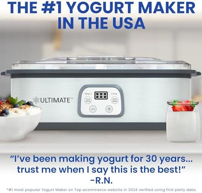 Ultimate Probiotic Yogurt Maker with Adjustable Temperature & Time Control - Make Trillions of Live Probiotics & Get Better Gut Health - ULTIMATE LIFETIME WARRANTY - Wellness Gifts for Men & Women