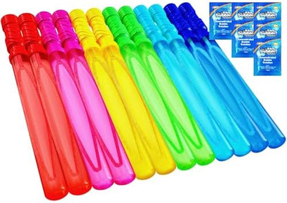 JOYIN 14.6’’ Big Bubble Wands for Kids, 1 Dozen Bubble Wand Bulk with Refill Solution for Summer Toy Party Favor, Outdoors Activity, Easter Basket Stuffers, Birthday Gift
