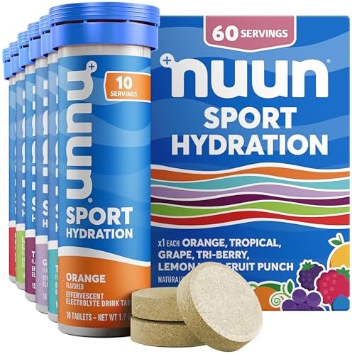 Nuun Sport Electrolyte Tablets with Magnesium, Calcium, Potassium, Chloride & Sodium, Gluten Free & Vegan, Mixed Flavors, 6 Pack (60 Servings Total)