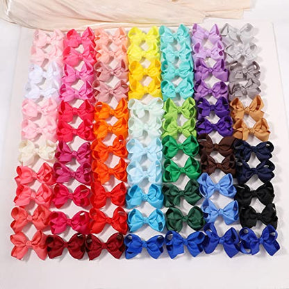 80PCS 3Inch Hair Bows for Girls Grosgrain Ribbon Toddler Hair Accessories with Alligator Clips for Toddlers Baby Girls Kids Teens in Pairs