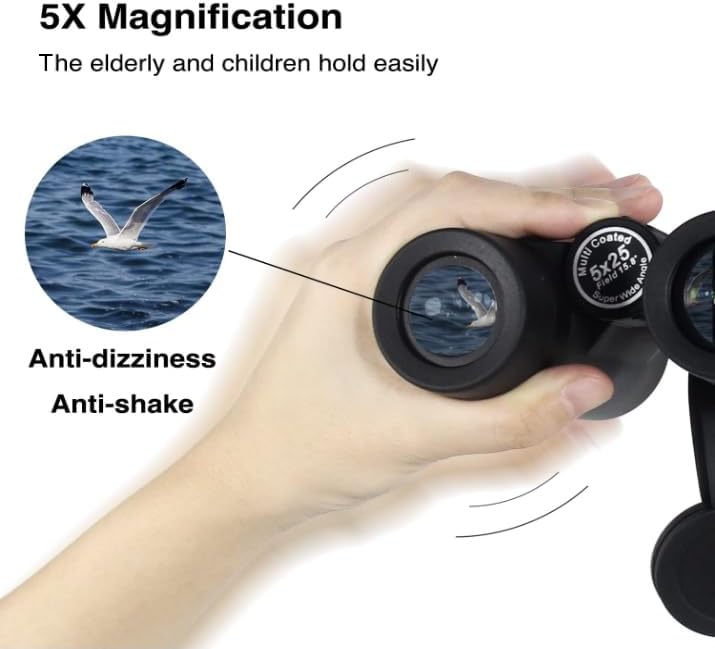 5x25 15.8° Ultra Wide Angle Binoculars for Sports – Large Field of View, 829ft/ 1000yds – Compact Binoculars for Spectator Sports – Portable for NFL, Golf, Tennis, Baseball, Badminton