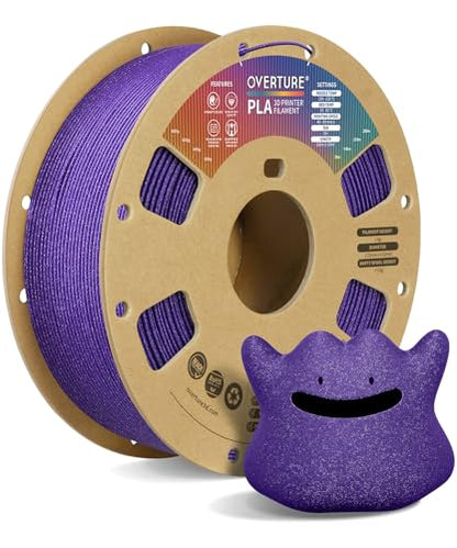 OVERTURE PLA Filament 1.75mm, Neatly Wound 3D Printer Filament 1kg Spool (2.2lbs), Dimensional Accuracy +/- 0.02 mm, Fit Most FDM 3D Printers (Sparkle Purple)