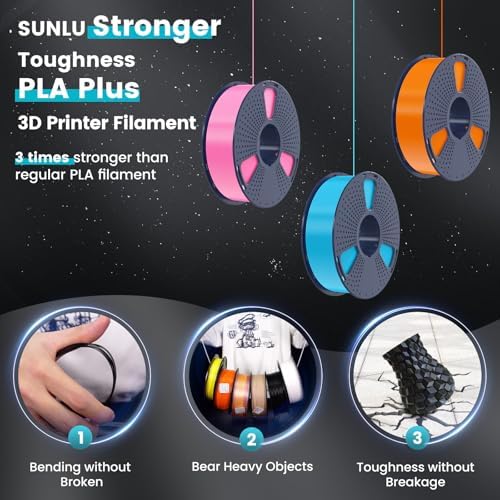 SUNLU PLA Plus Filament 1.75mm Black 1KG, Neatly Wound 3D Printer Filament 1.75mm, PLA+ 1000g, Dimensional Accuracy +/- 0.02 mm, Fit Most FDM 3D Printers, 1kg Spool (2.2lbs), Roasted Chestnut Black