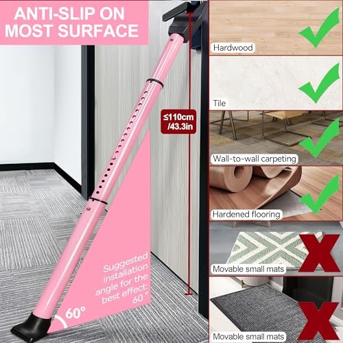 AceMining Upgraded Door Security Bar & Sliding Patio Bar, Heavy Duty Stoppers Adjustable Jammer for Home, Apartment, Travel (1 Pack,Pink)