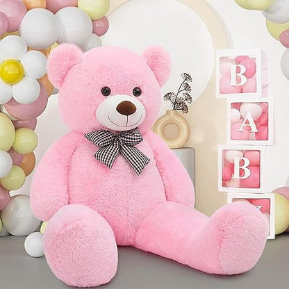 MaoGoLan Giant Teddy Bear 4 Feet,Adorable and Cuddly Big Teddy Bear Stuffed Animal 47", Pink Teddy Bear Plush Gift Decoration for Baby Shower,Party,Birthday,Valentines Day