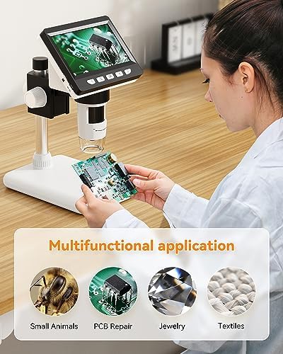 4.3" Digital Microscope for Adults, SKYEAR Coin Microscope1000X Magnification with 8 Ajustable LED Fill Lights, USB Microscope for Windows/MacOS, Coin Collection Supplies