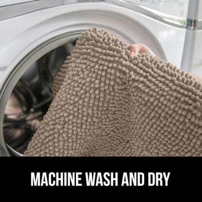 GORILLA GRIP Bath Rug Mat, Thick Absorbent Chenille, Quick Dry Microfiber Mats, Rubber Backing Washable Shower Floor Rugs, Bathmat Runner, US Designed Bathroom Home Decor Accessories 24x17, Gray Beige