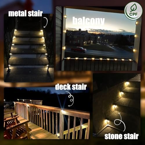 SOLPEX Solar Deck Lights Outdoor 16 Pack, Solar Step Lights Waterproof Led Solar lights for Outdoor Stairs, Step , Fence, Yard, Patio, and Pathway(Warm White)