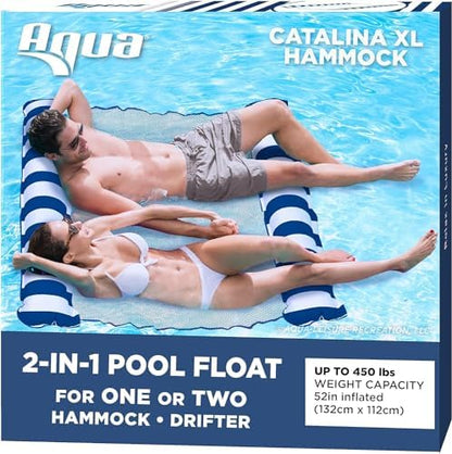 Aqua 4-in-1 Monterey Hammock Pool Float & Water Hammocks, 1-2-3-4 Multipacks – Multiple Colors/Styles – for Adults and Kids Floating