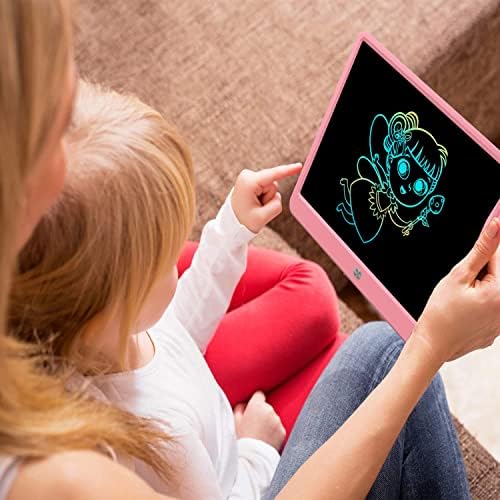 FLUESTON LCD Writing Tablet, Doodle Board Toys Gifts for 3-8 Year Old Girls Boys, 15 Inch Colorful Electronic Board Drawing Pad for Kids, Gifts for Toddler Educational Learning Travel Birthday, Pink