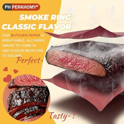 PH PERKHOMY Pink Butcher Paper Roll 24" x 2400" (200') for Smoker BBQ Grilling Smoking Meat Unbleached Uncoated Unwaxed (Pink, 24" x 200')