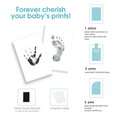 Pearhead Baby Memory Book, First 5 Years Baby Milestone Book, Pregnancy Journal, Gender Neutral Newborn Keepsake, With Clean-Touch Ink Pad For Baby's Handprint or Footprint, Blue Chevron