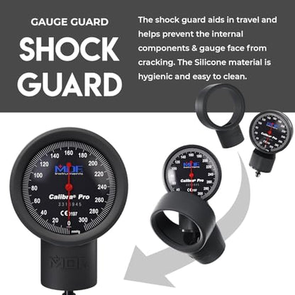 MDF Instruments, Extra Large Gauge Calibra Pro Aneroid Sphygmomanometer with Shock Guard & Adult Sized Cuff Included, Lifetime Calibration, Black Dial, Black Cuff, MDF808B11