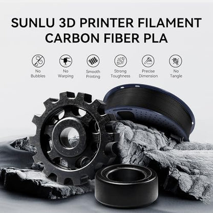 SUNLU Carbon Fiber Filament, PETG-CF 3D Printer Filament 1.75mm, Excellent Mechanical Properties, High Impact Strength, Heat-Resistant, Fit Most FDM Printers, PETG CF 1KG Spool. (Matte Black)