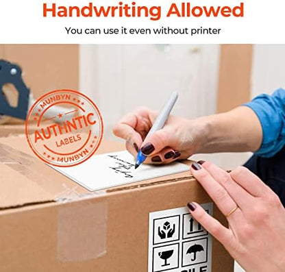 MUNBYN 4x6 Inch Direct Thermal Labels, 1000 Labels/2 Stacks(500 Pcs per Stack), Fanfold Shipping Label Paper for Thermal Printers, Permanent Adhesive Mailing Postage Labels for Shipping Packages