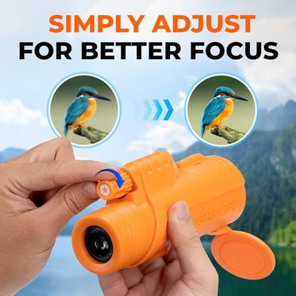 Starscope 10x42 Monocular for Adults - High Power HD Mini Telescope Monoculars Birdwatching Hunting Hiking Wildlife Viewing | BAK4 Prism Scope, FMC Lens, Wide Field of View (Orange)
