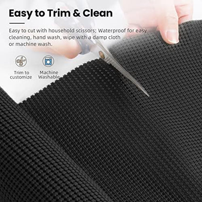 BAGAIL Drawer and Shelf Liner, 17.5 in X 20 Ft Non-Adhesive Shelf Liners for Kitchen Cabinets, Thick Strong Grip Liners for Desk, Shelves, Bathroom Drawers, Cabinet Protection - Black