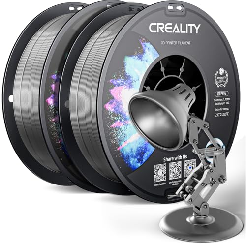 Official Creality PETG 3D Printer Filament 1.75mm 2KG (4.4lbs), High Precision, Strong Toughness, Odorless, Better Flow, Moistureproof 3D Printing CR PETG Filament, Grey+Grey