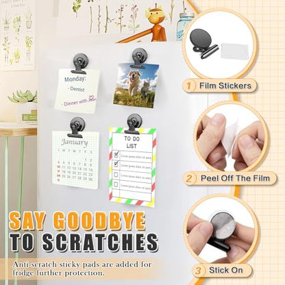Grtard 48pack Magnetic Clips Heavy Duty, Black Magnet Clips for Fridge, Refrigerator Magnets, Scratch Free Magnets with Clip, Strong Magnetic Clip for Refrigerator, Whiteboard, Locker, Classroom