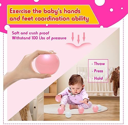 Vanland Ball Pit Balls for Baby and Toddler Phthalate Free BPA Free Crush Proof Plastic - Multicolored Pit Balls in Reusable Play Toys for Kids with Storage Bag
