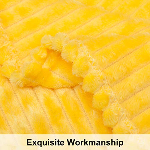 NTBAY Plush Flannel Oversized Baby Blanket, 50X60 Inches Soft and Warm Toddler Blanket with Striped Texture Nursery Bed Blanket for Stroller, Crib, Travel, Baby Gift, 50"x60", Yellow