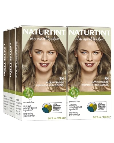 Naturtint 7N Hazelnut Blonde Permanent Hair Color (Pack of 6), Ammonia Free, Vegan, Cruelty Free, up to 100% Gray Coverage, Long Lasting Results (Packaging may vary)